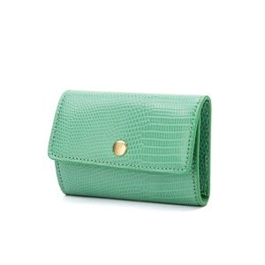 BRANDON BLACKWOOD Neema Key Pouch in Mint Green Vegan Lizard Embossed Leather
